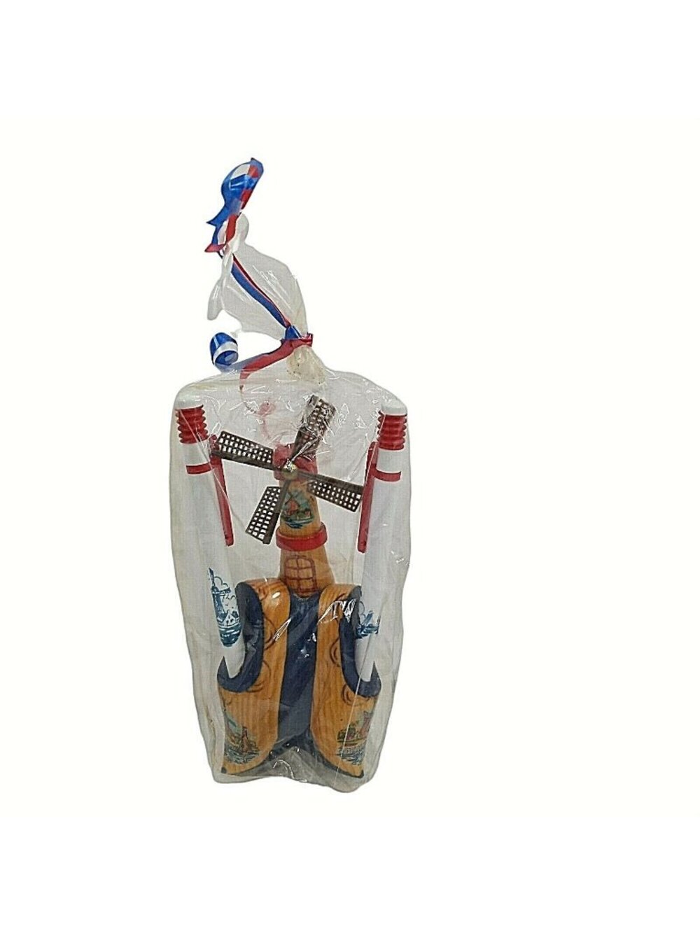 Dutch Wooden Shoes Pen Holder Hand Painted Clogs Windmill Netherlands Vintage